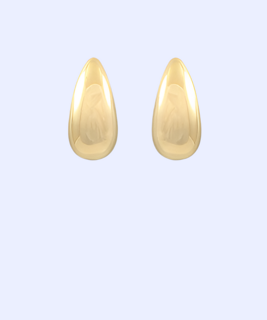 Sleek Teardrop Gold Studs