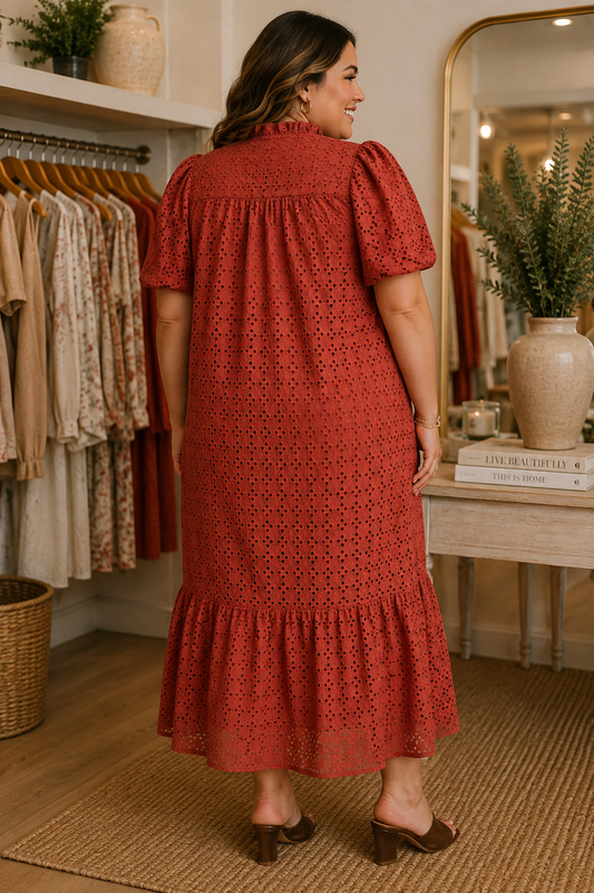 The Magnolia Rust Eyelet Maxi Dress