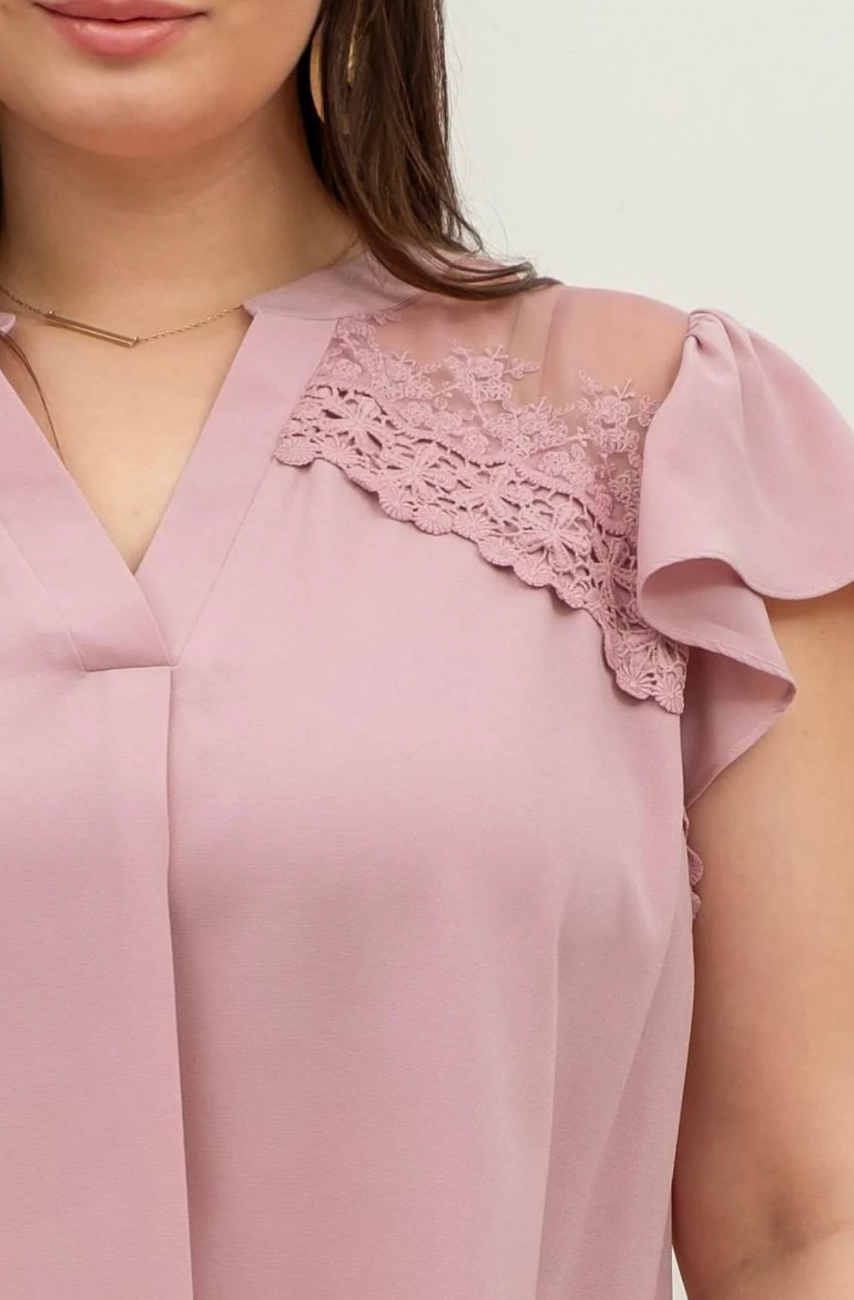 Short sleeve ruffle lace shirt