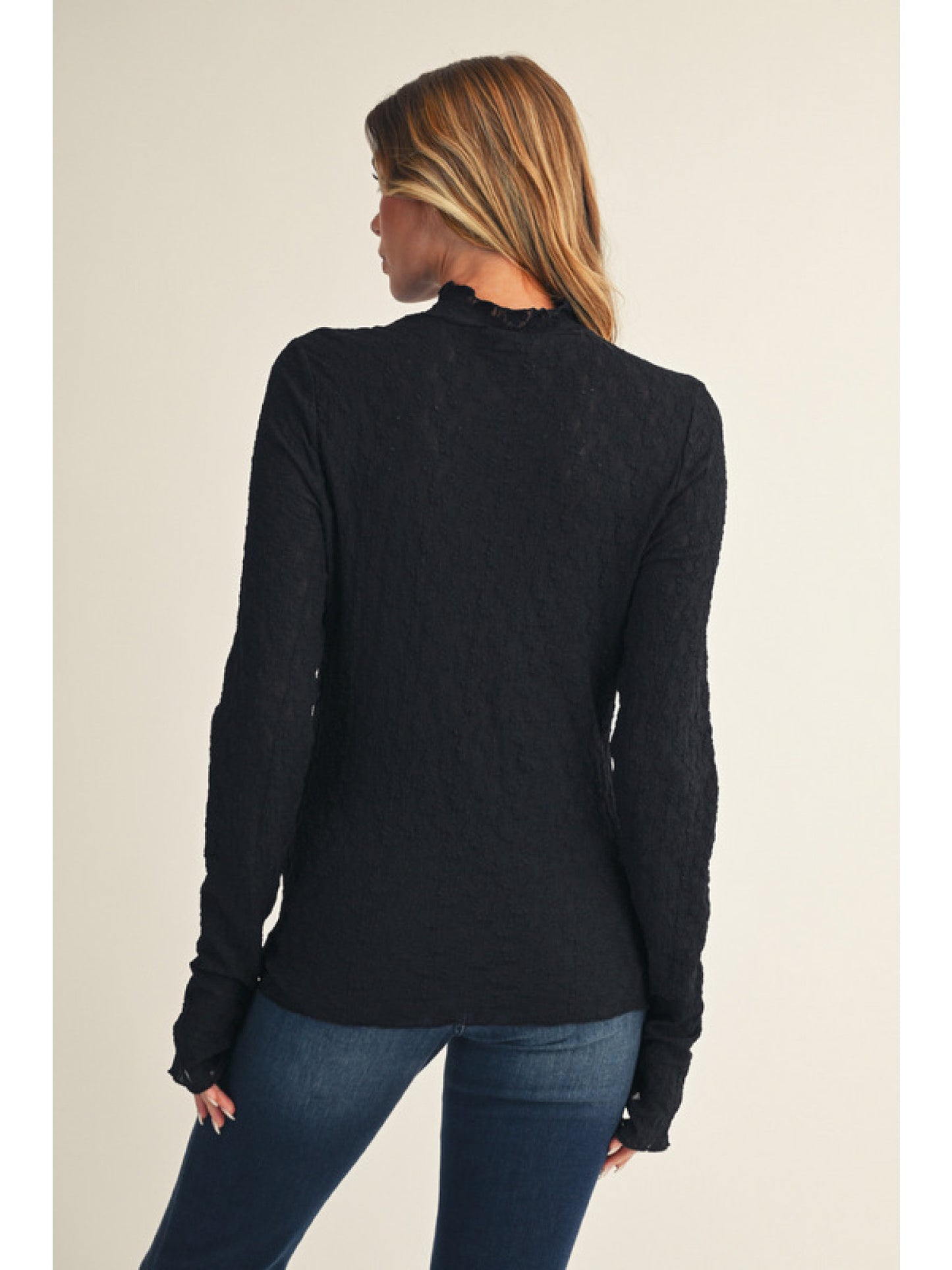 Long sleeve with thumb hole lace top