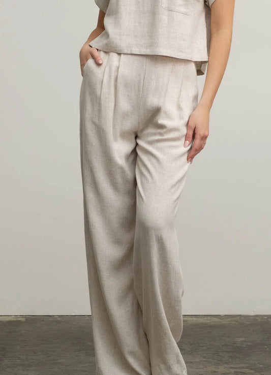 Linen pleaded pants BPep