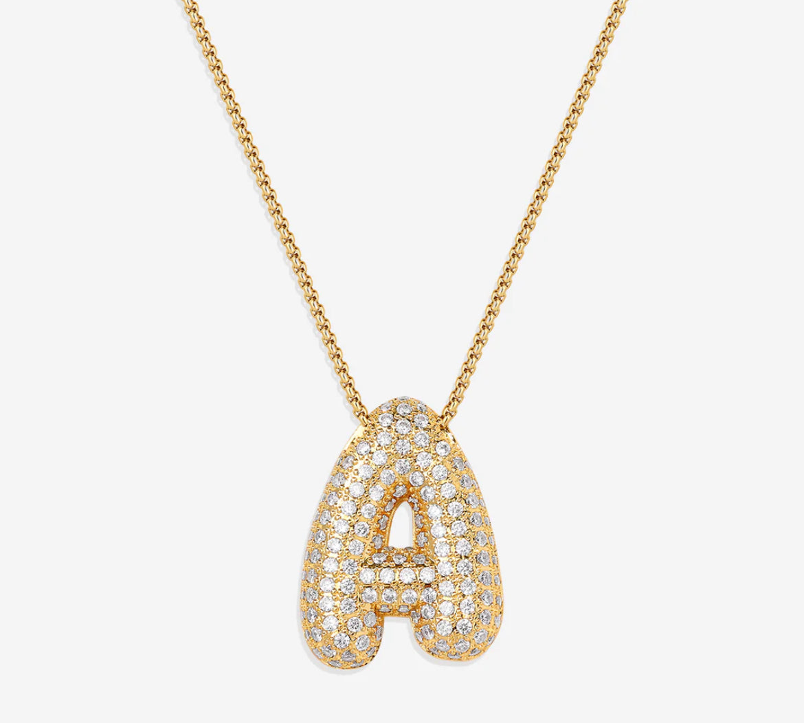 Textured  A .5" Initial 16"-18" Necklace