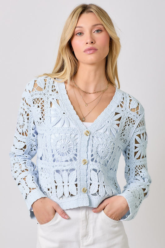 CROCHET BUTTON UP CARDIGAN