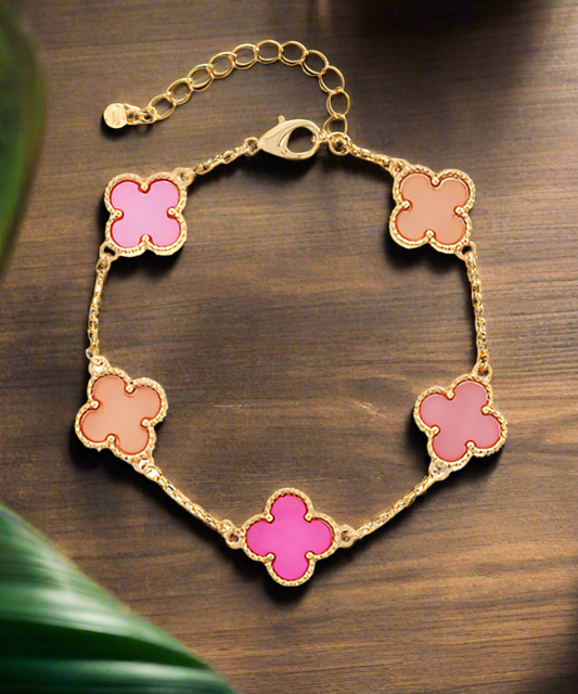 Pink Clover Station Bracelet