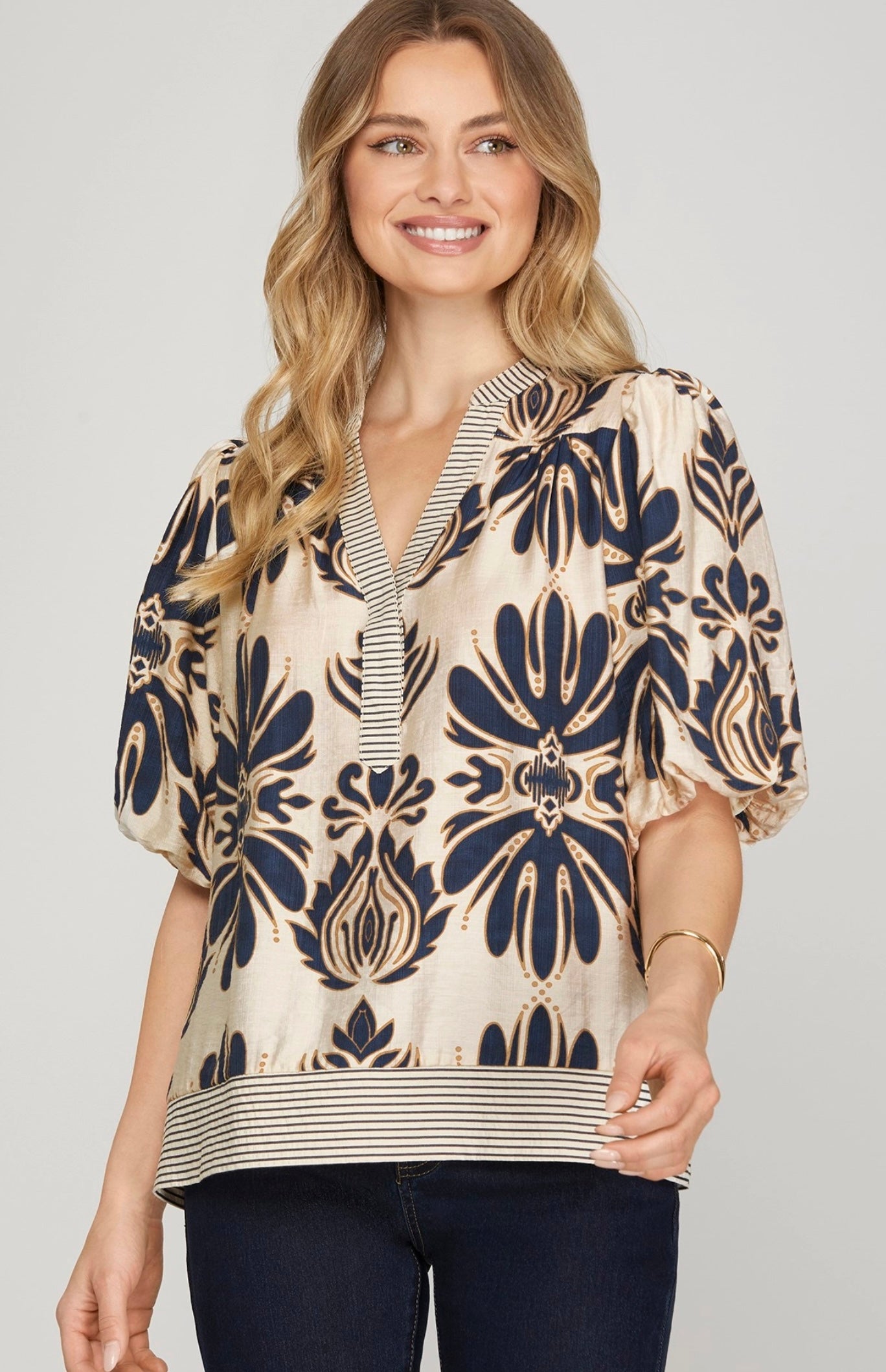 Boho Bloom Puff Sleeve Blouse
