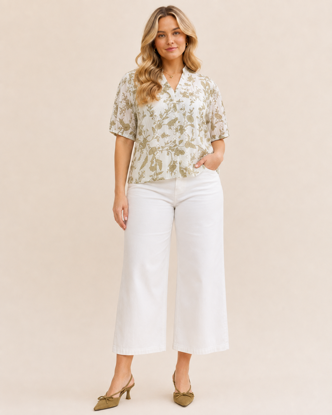 Sage Garden Button-Down Blouse
