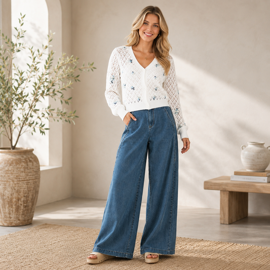 Willow Scallop Wide-Leg Jeans