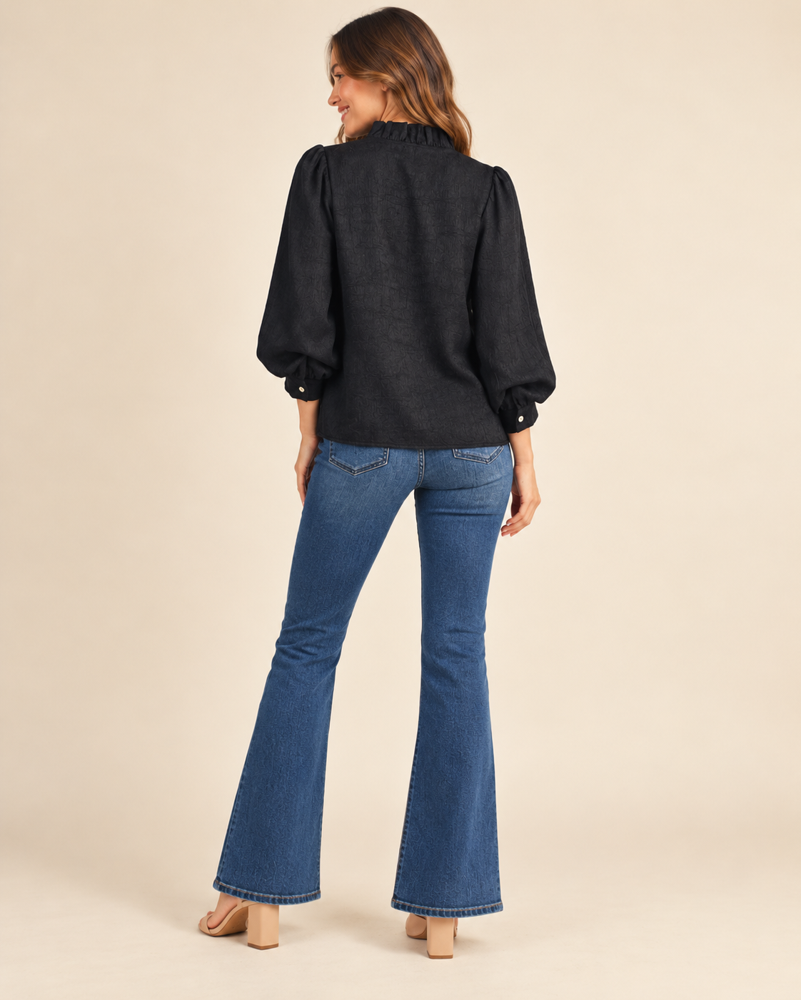 The Everly Satin Ruffle Blouse