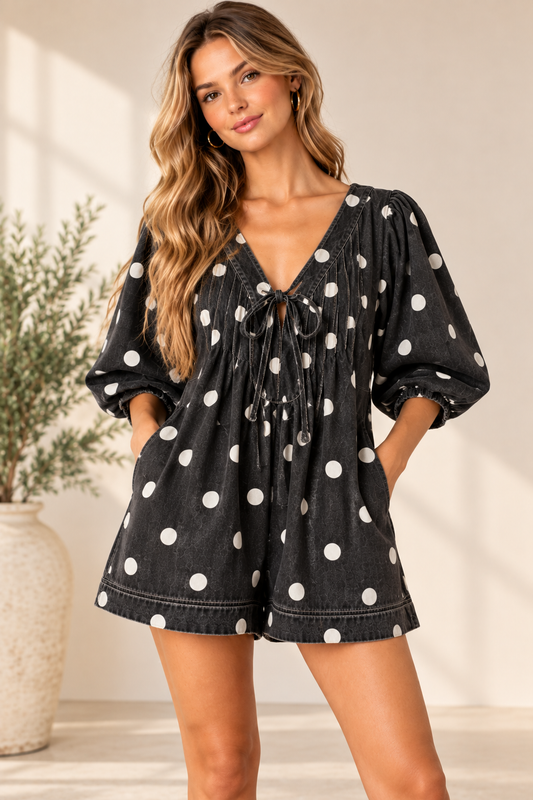 The Dotty After Dark Denim Romper