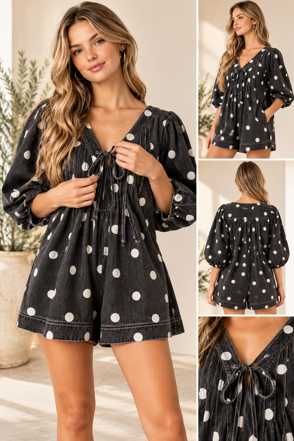 The Dotty After Dark Denim Romper