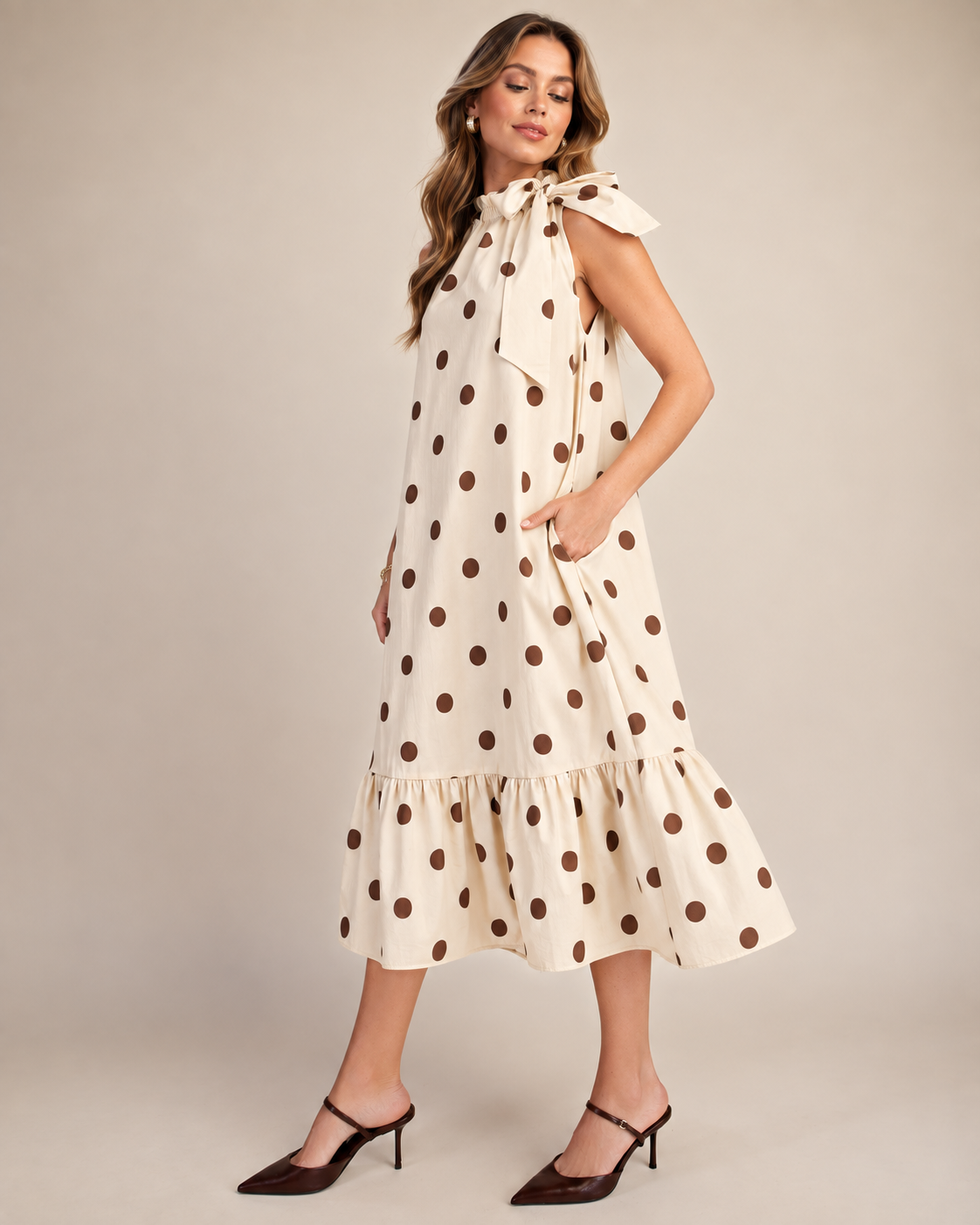 The Cocoa Dot Midi Dress