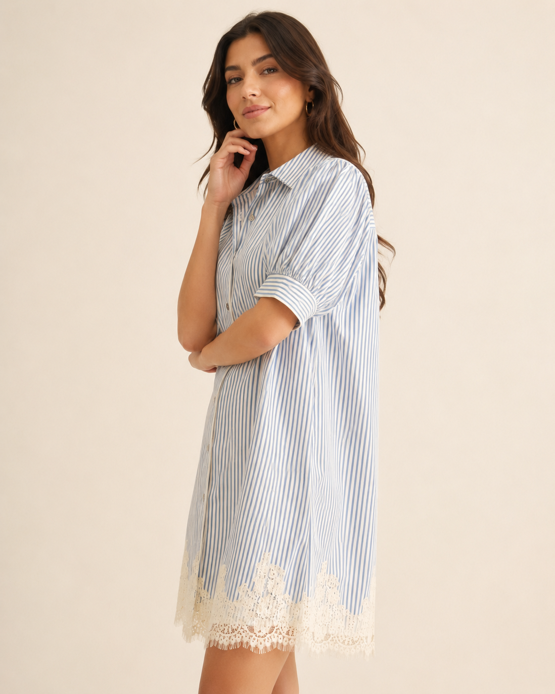 Blue Belle Lace Shirt Dress