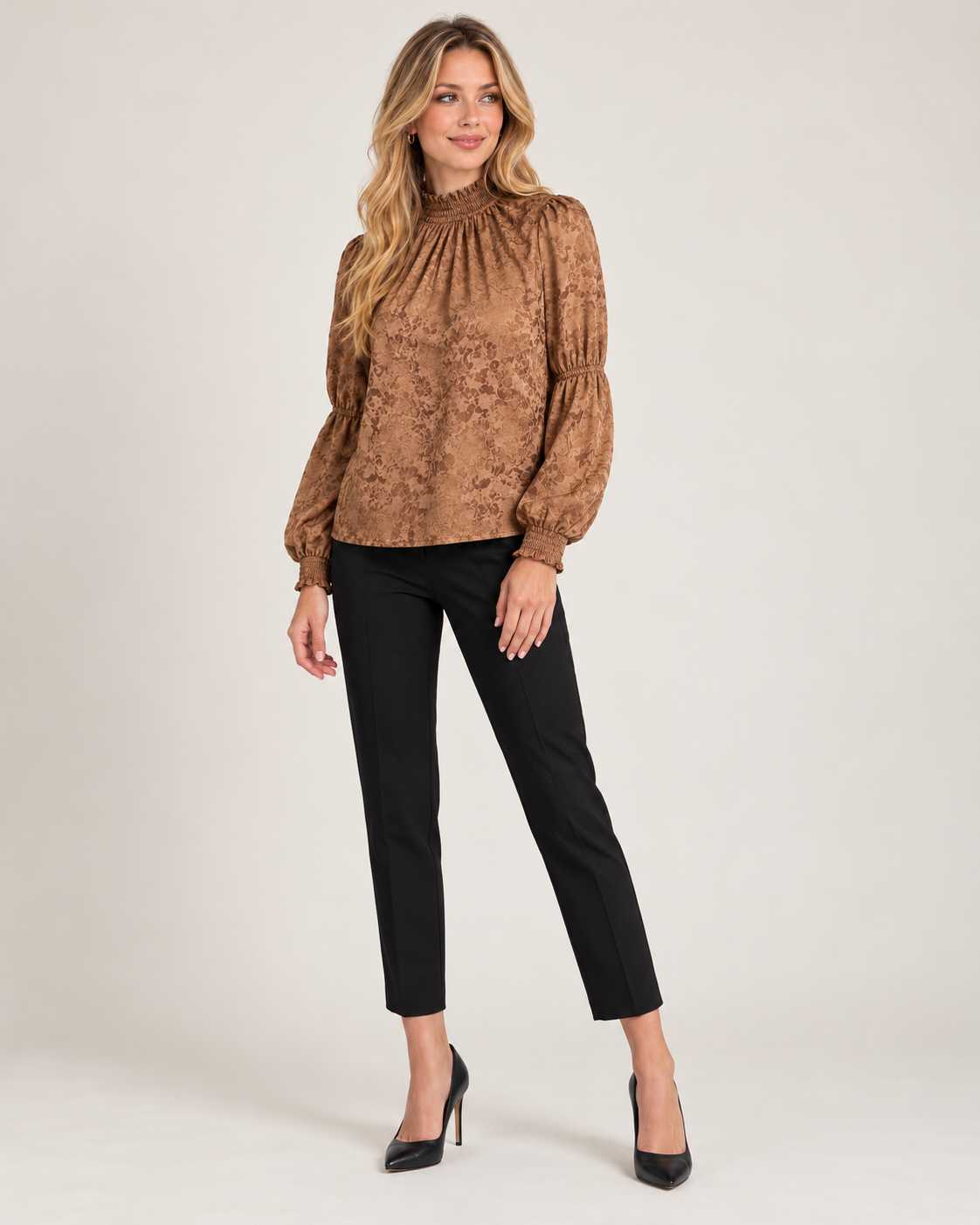 Cinnamon Rose Jacquard Blouse