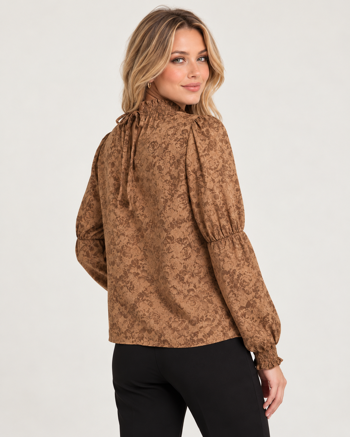 Cinnamon Rose Jacquard Blouse