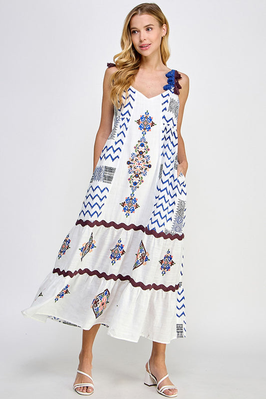 Boho Embroidered Maxi Dress