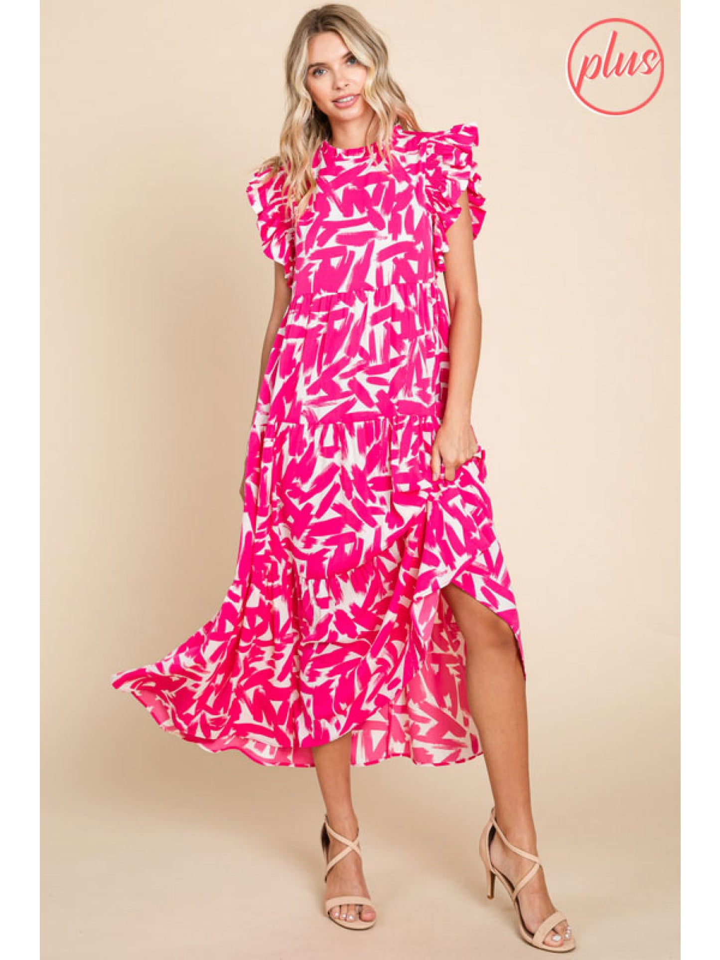 Abstract Ruffle Dress