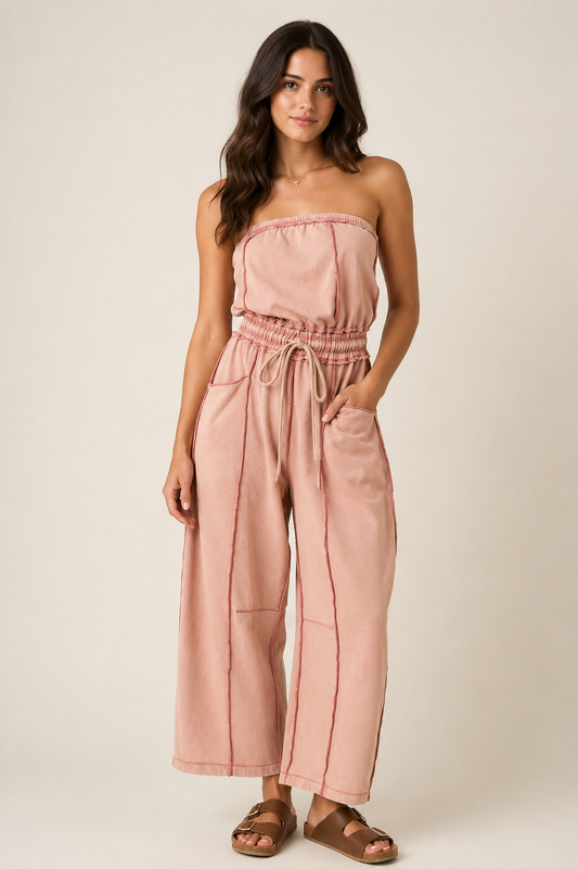 Coastal Ease Strapless Jumpsuit