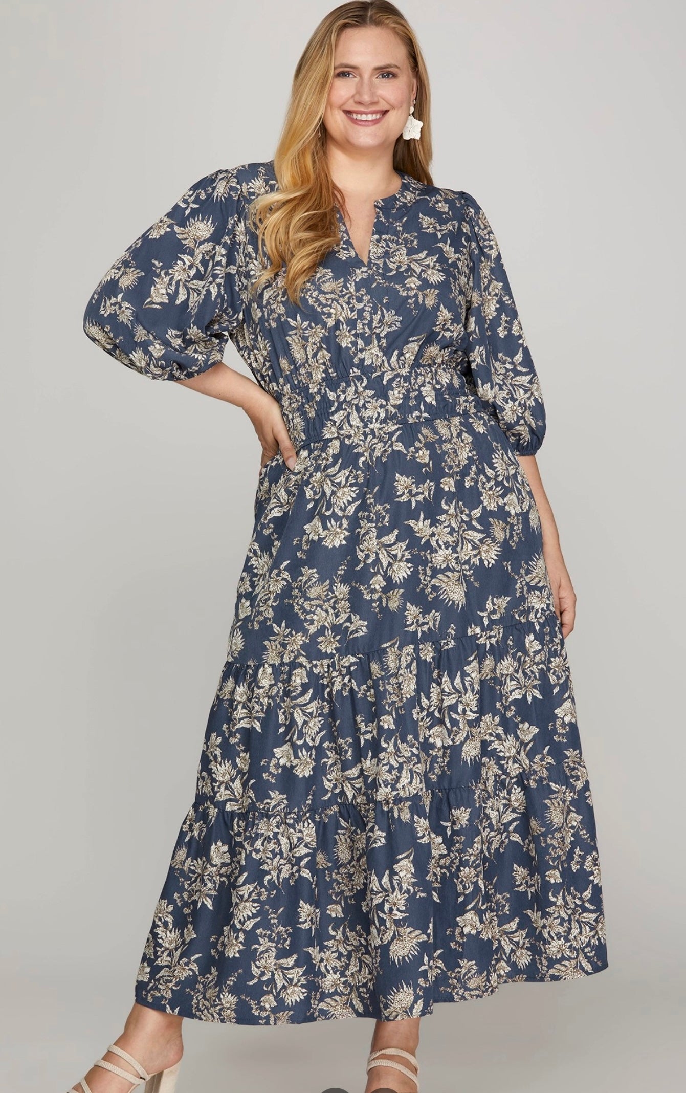 Navy Floral Maxi Dress