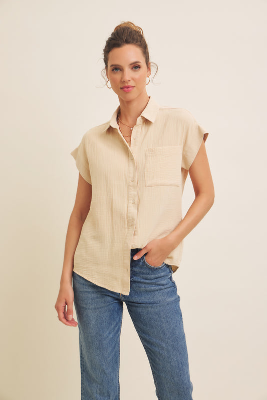 Mineral Washed Gauze Top