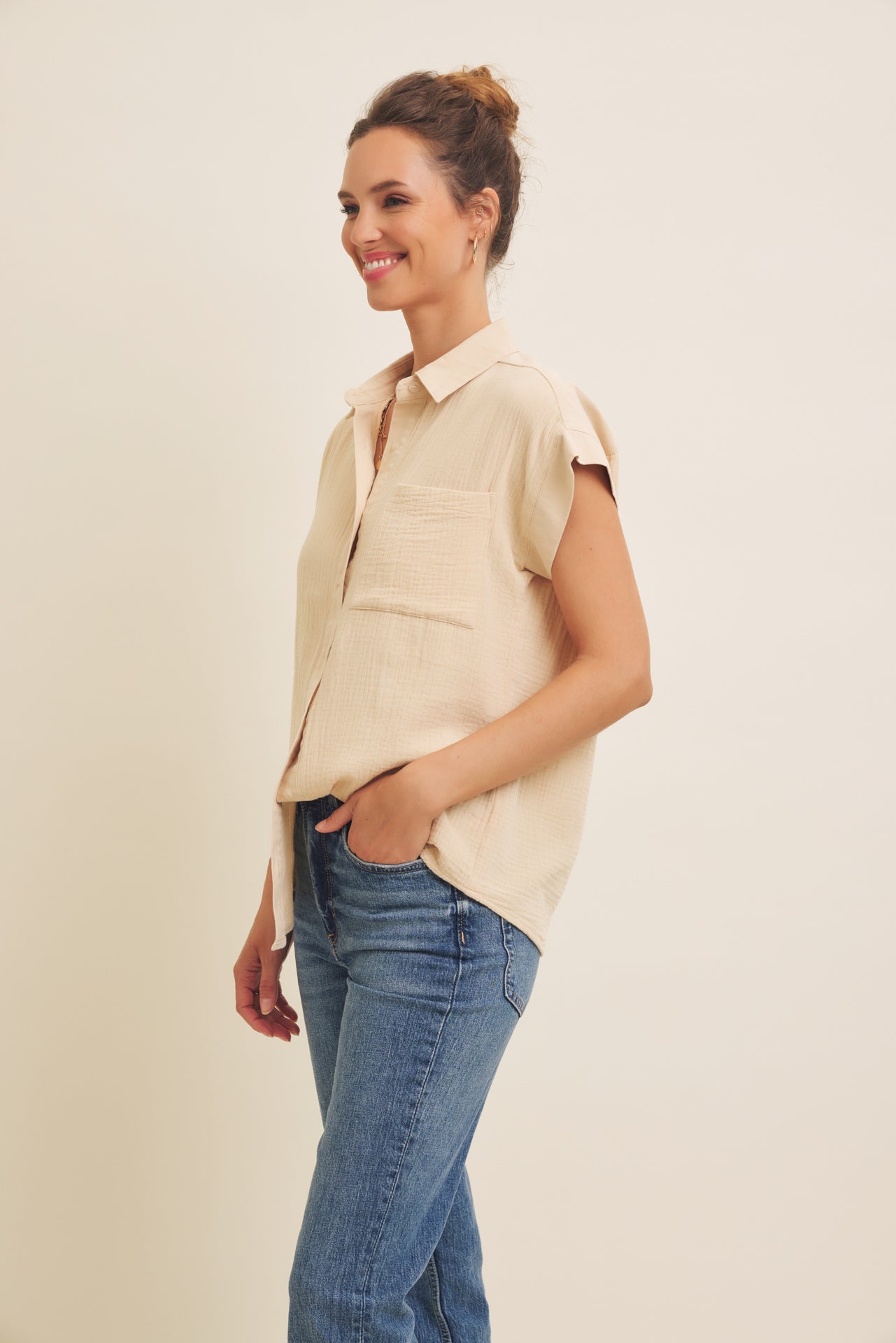 Mineral Washed Gauze Top