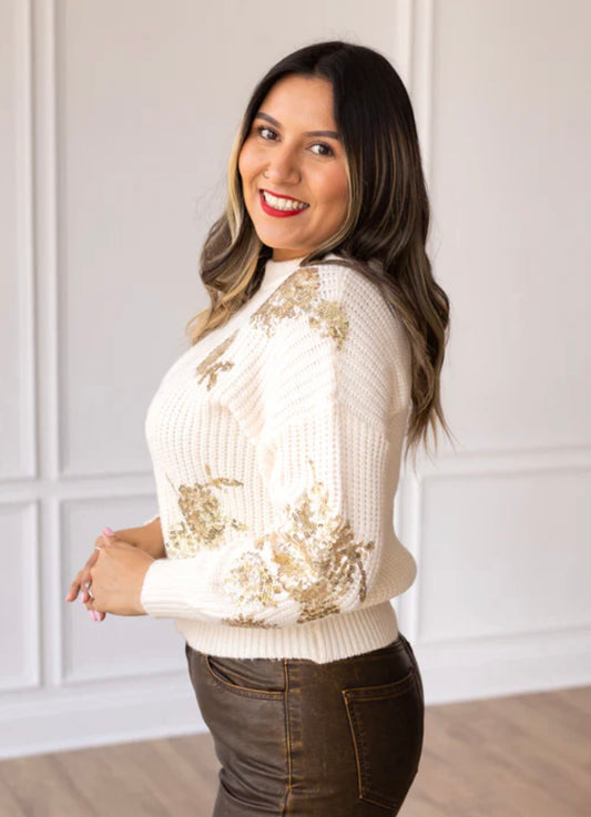 CHAMPAGNE GARDEN SWEATER IN IVORY