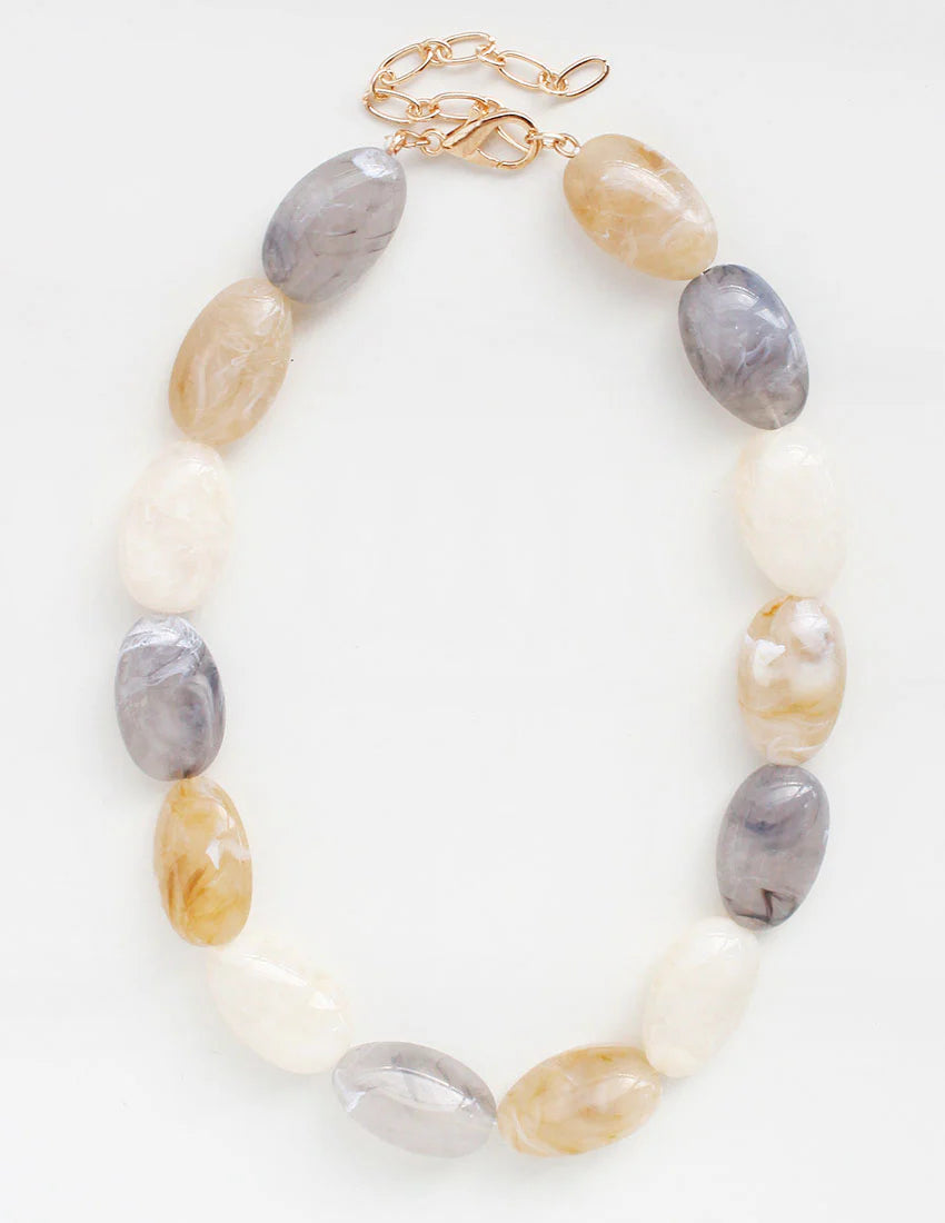 Neutral Gray Statement Necklace