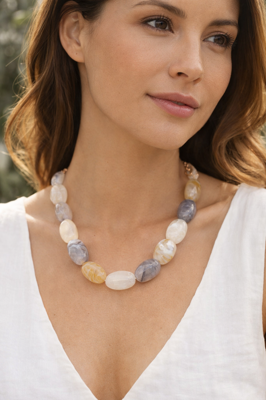 Neutral Gray Statement Necklace