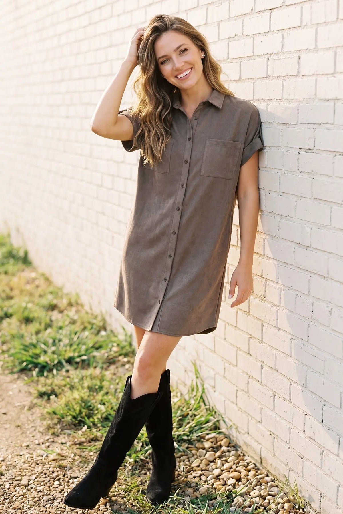 The Briarwyn Suede Shirt Dress 🤎