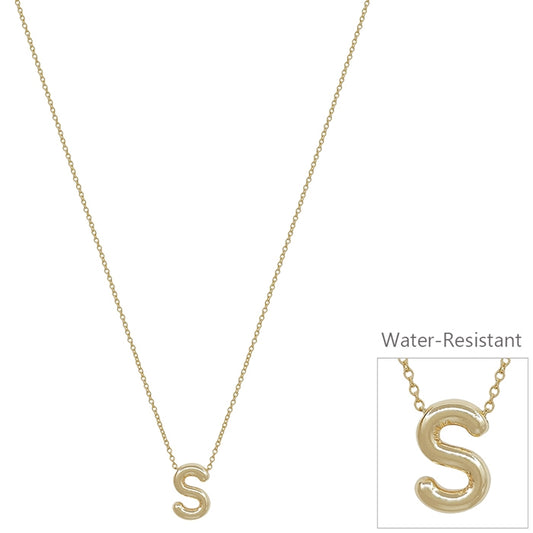 Bubble Textured Water Resistant S .5" Initial 16"-18" Necklace