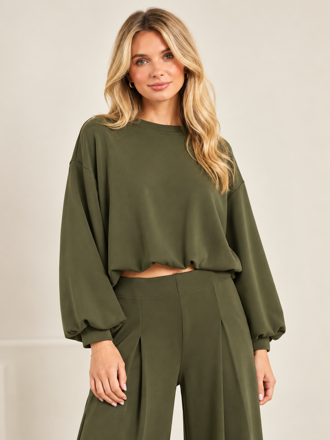 The Olive Hour Bubble-Hem Top