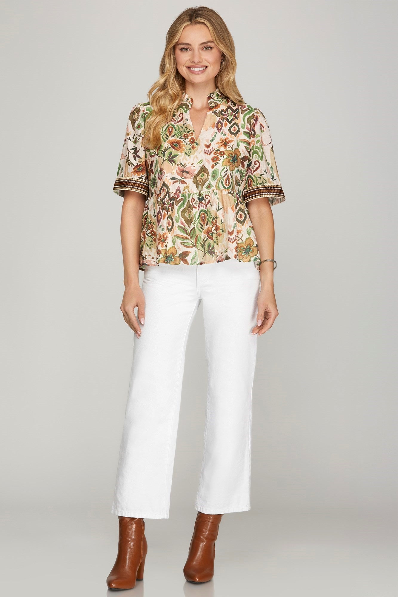 Autumn Bloom Boho Peplum Blouse
