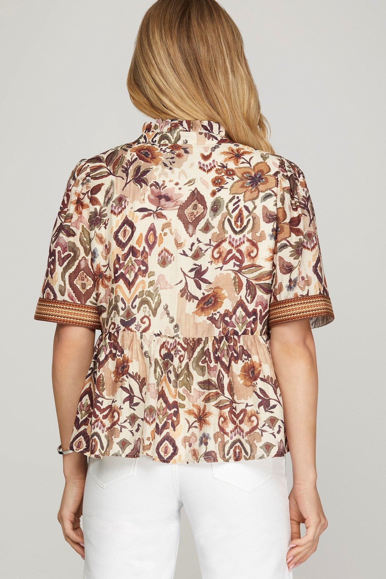 Autumn Bloom Boho Peplum Blouse