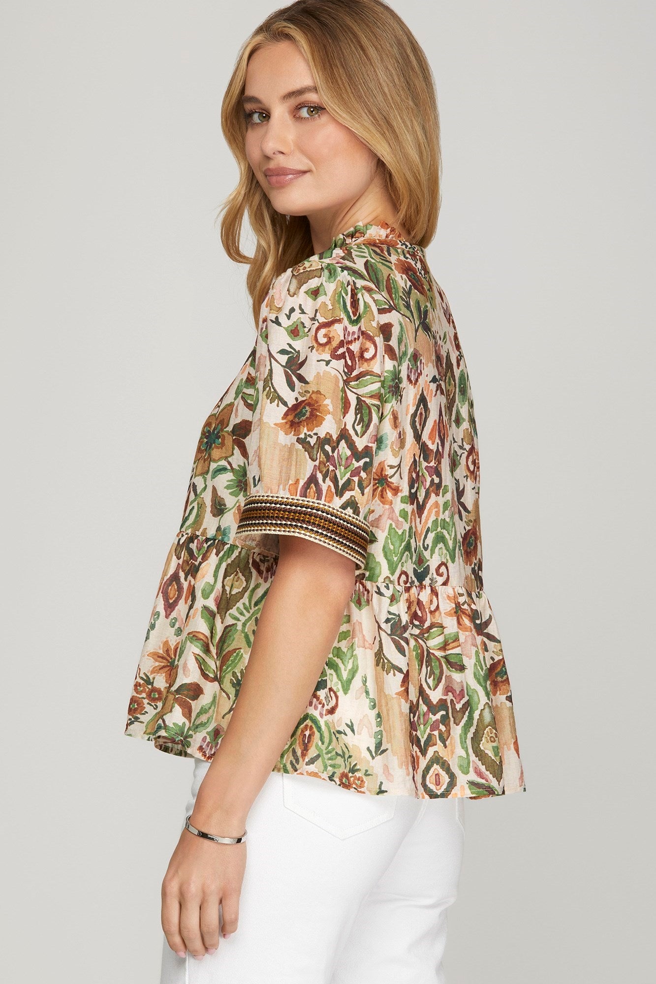 Autumn Bloom Boho Peplum Blouse