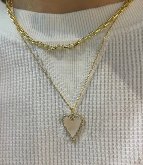 White Shell Heart Necklace