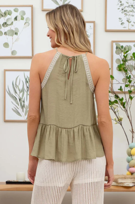 Detailed Tie Halter Top