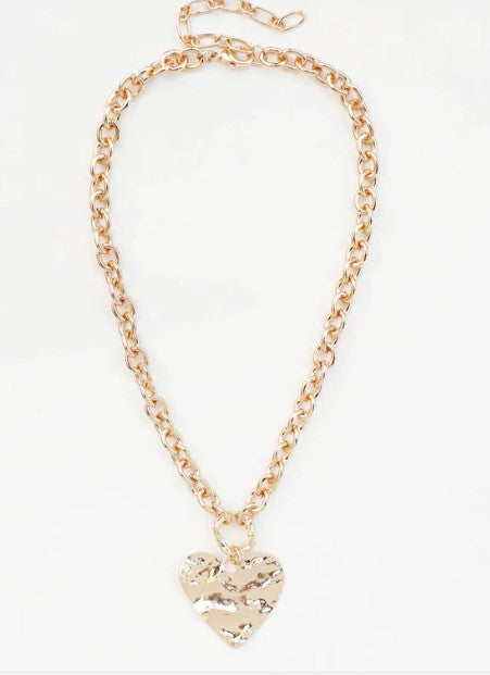 Gold Hammered Heart