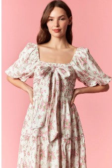 Bow Front Floral Maxi Dress