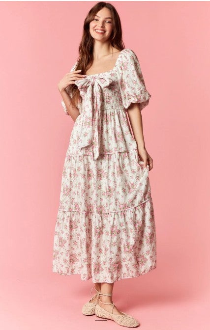 Bow Front Floral Maxi Dress
