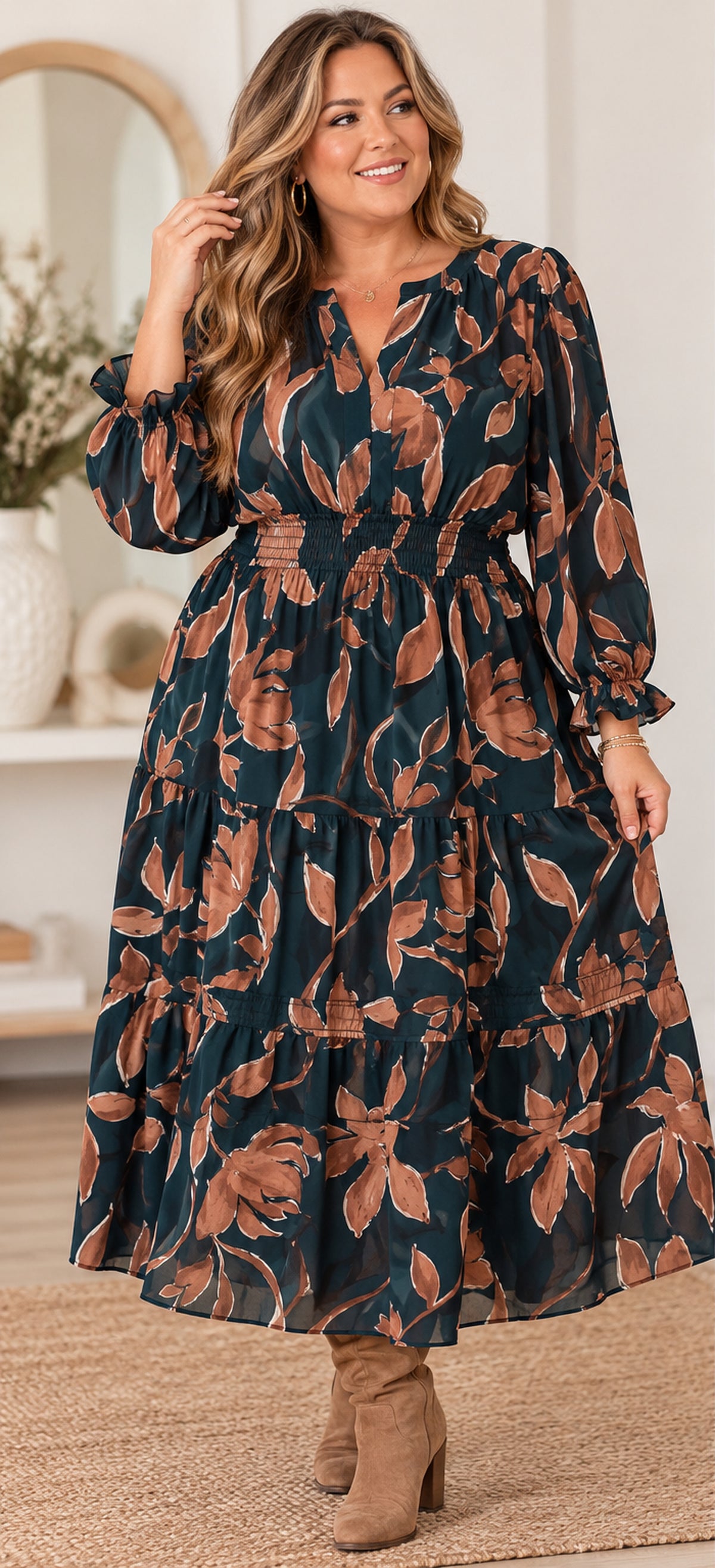 The Rosalie Midnight Bloom Midi Dress