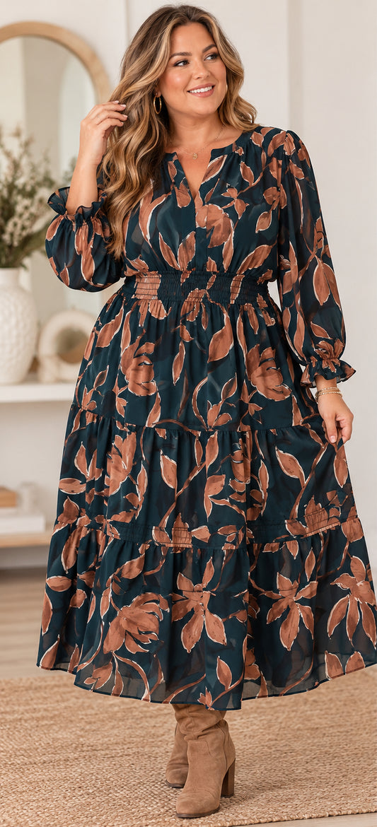 The Rosalie Midnight Bloom Midi Dress