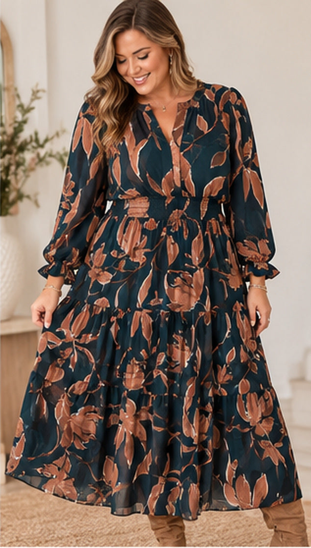 The Rosalie Midnight Bloom Midi Dress