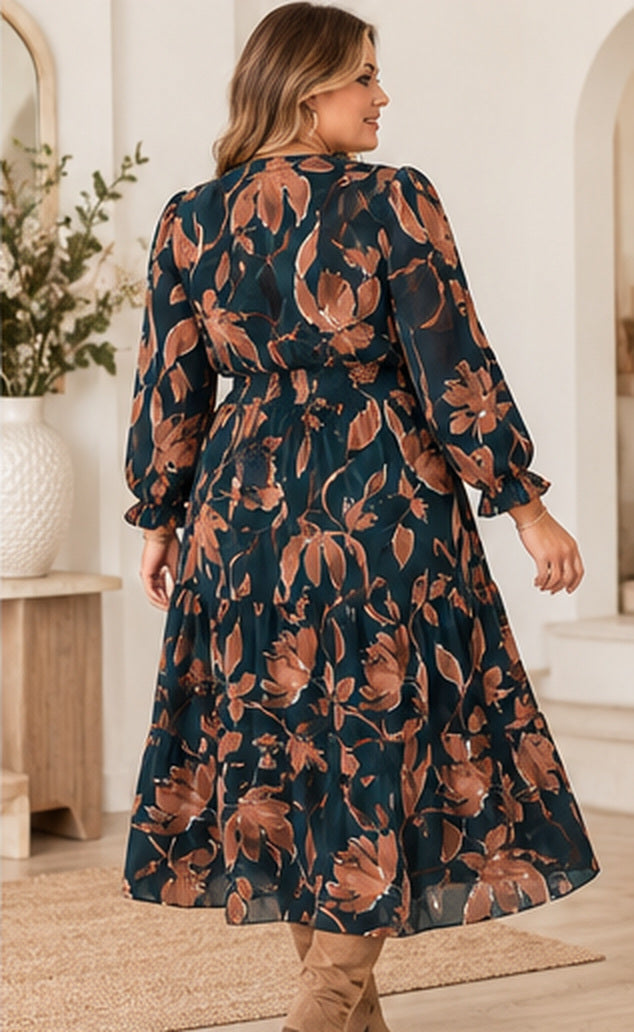 The Rosalie Midnight Bloom Midi Dress