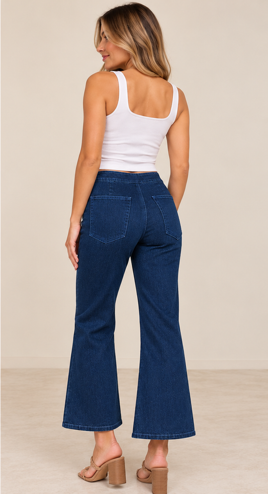 The Harper Contrast Stitch Wide-Leg Jeans