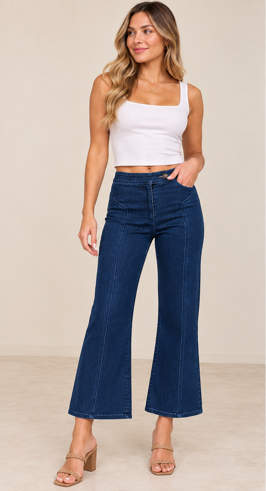 The Harper Contrast Stitch Wide-Leg Jeans