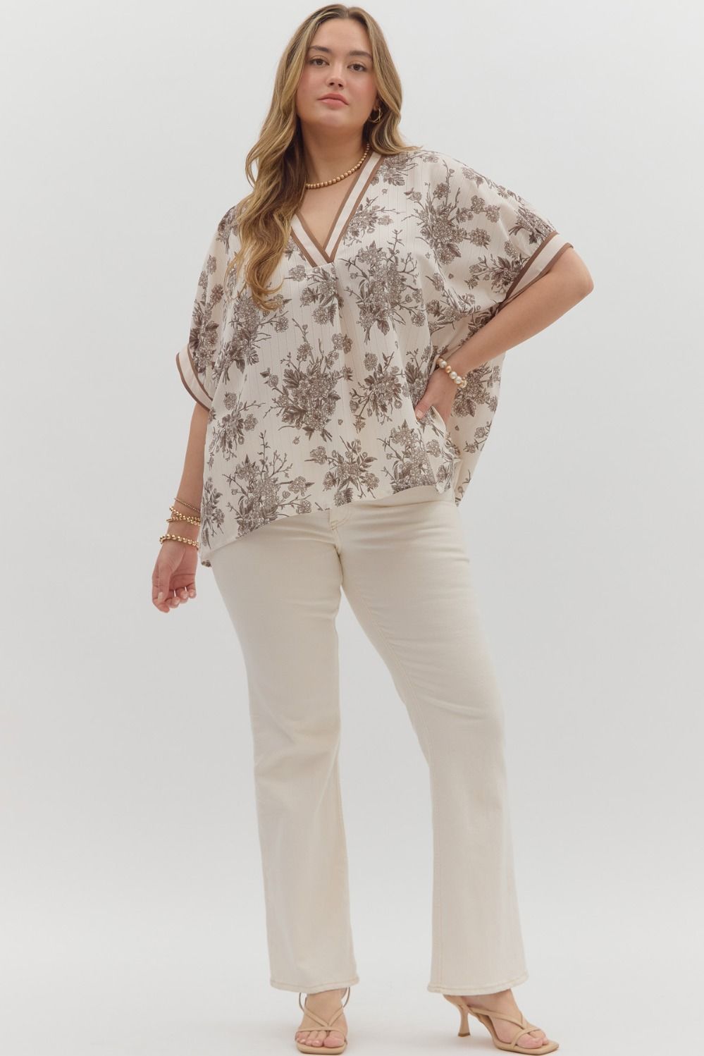 Vintage Bloom Batwing Blouse