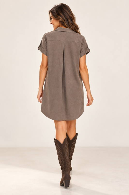 The Briarwyn Suede Shirt Dress 🤎