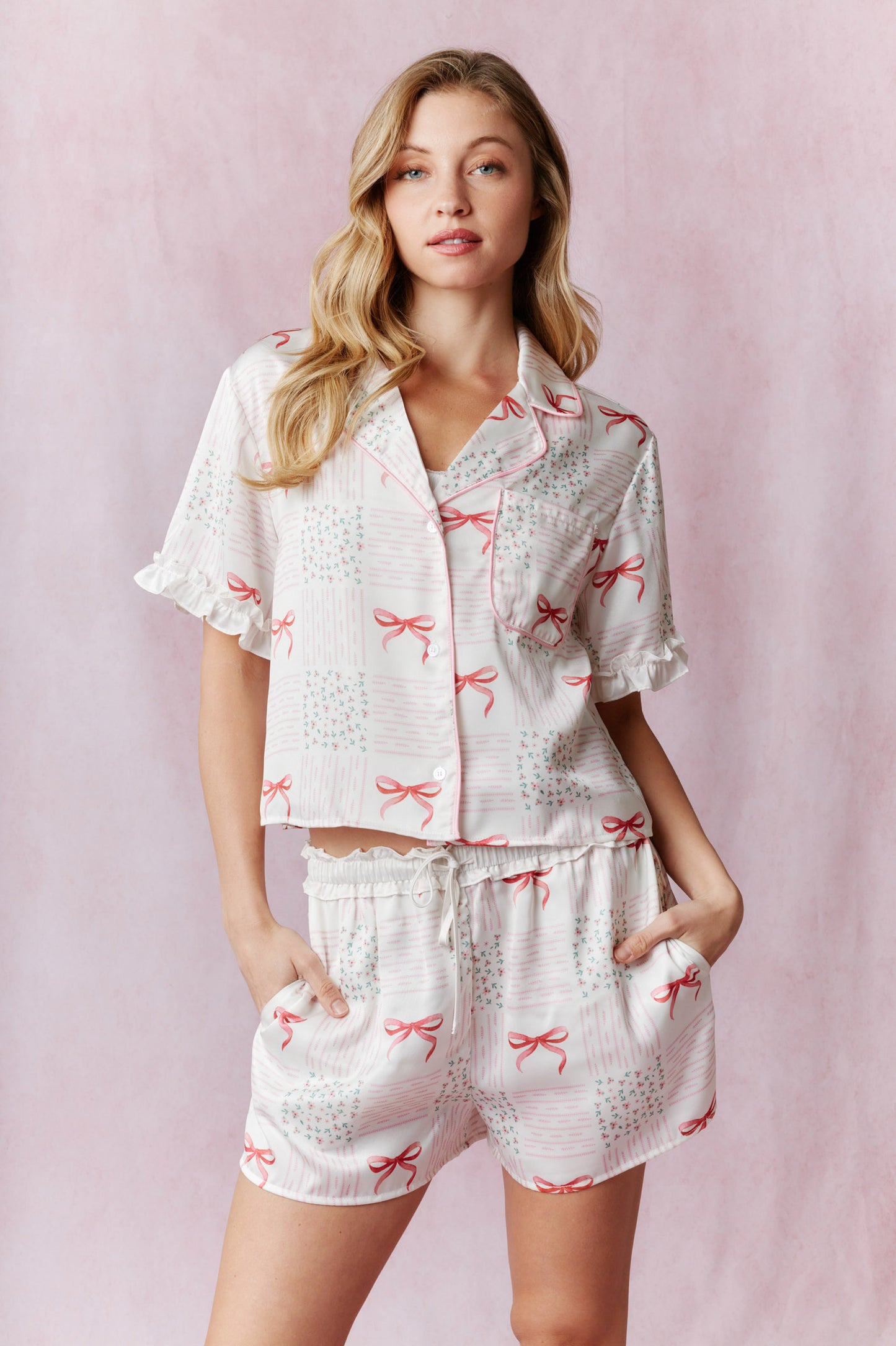 Bow Shorts Pajama Set